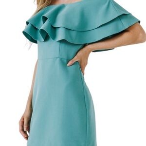 Tempting Teal Strapless Ruffle dress by Endless Rose